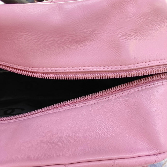 Chanel Cambon Large Pink Calfskin Leather Double Strap Handbag