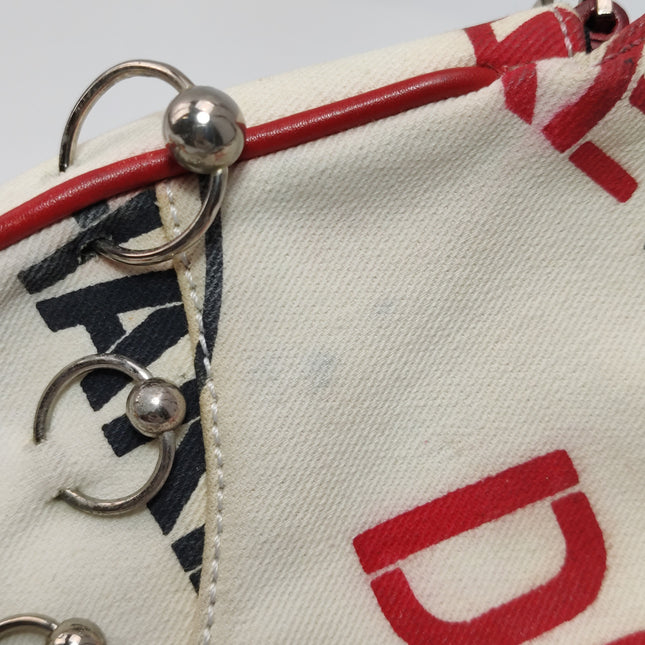 Dior Saddle Mini Classic Hardcore by John Galliano White Canvas Silver Hardware