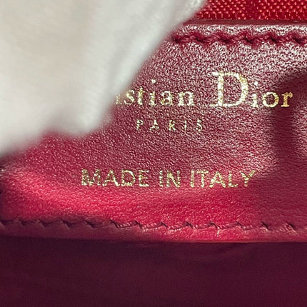 Lady Dior Mini Burgundy Lambskin Leather Gold HW Chain Strap
