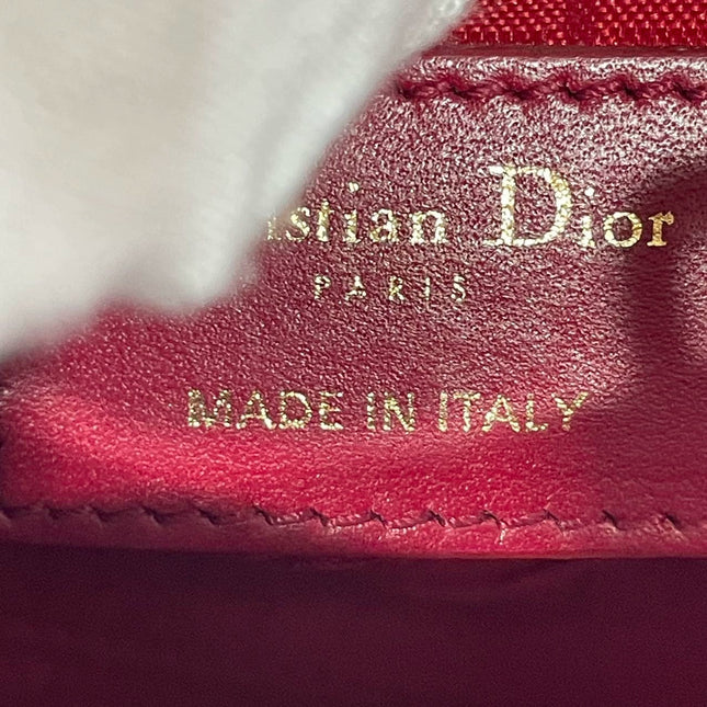 Lady Dior Mini Burgundy Lambskin Leather Gold HW Chain Strap