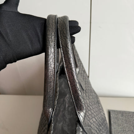 Bottega Veneta Cabat Maxi Intreccio Leather Tote Bag Metallic 50cm