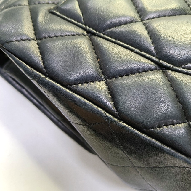 Chanel Classic Flap Jumbo Vintage Black Lambskin Leather Single Flap 24k Gold Hardware, 2008-2009