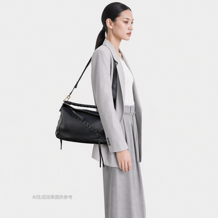 Loewe Puzzle Medium Cuir Lisse Noir Logo Blanc 2016