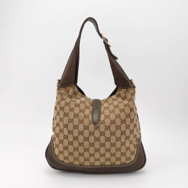 Sold Gucci Jackie 1961 Soft Medium Monogram Canvas and Leather Bag