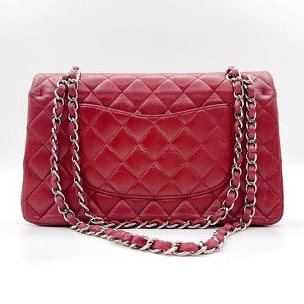 Chanel Classic Flap Medium Red Lambskin Leather with Silver Hardware 2012-13