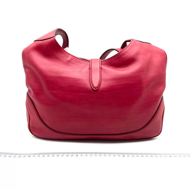 Gucci Jackie Soft Medium Leather Bag Burgundy Red Gold Piston Lock