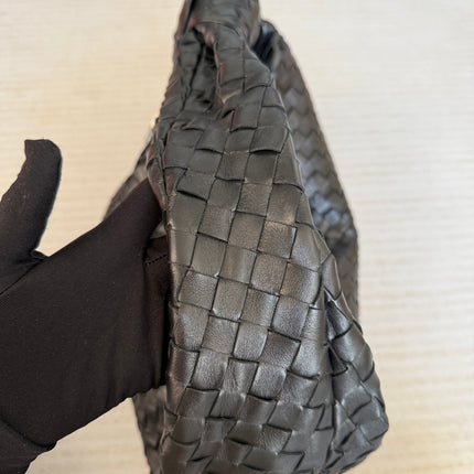 Bottega Veneta Jodie Medium Black Lambskin Leather Silver Hardware