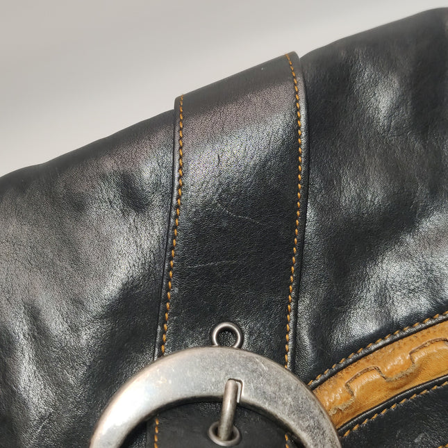 Dior Vintage Gaucho Large Black Leather Crossbody Bag