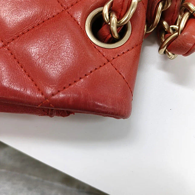 Sold Chanel Classic Flap 2009 Maxi Red Lambskin Leather Gold-tone Hardware