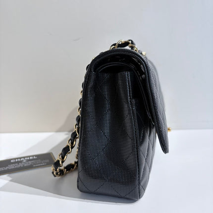 Chanel Classic Flap Medium 2016 Black Pixel Effect Calfskin Leather Gold Hardware