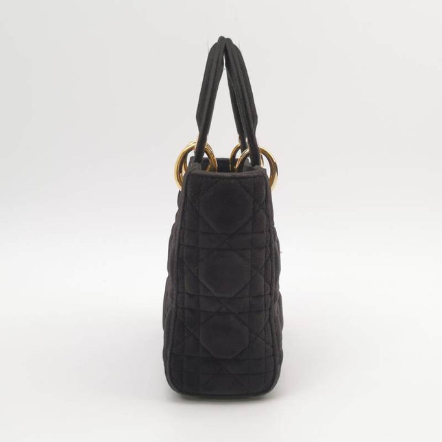 Sold Lady Dior Mini Black Suede with Light Gold-tone Hardware and Crystal Logo