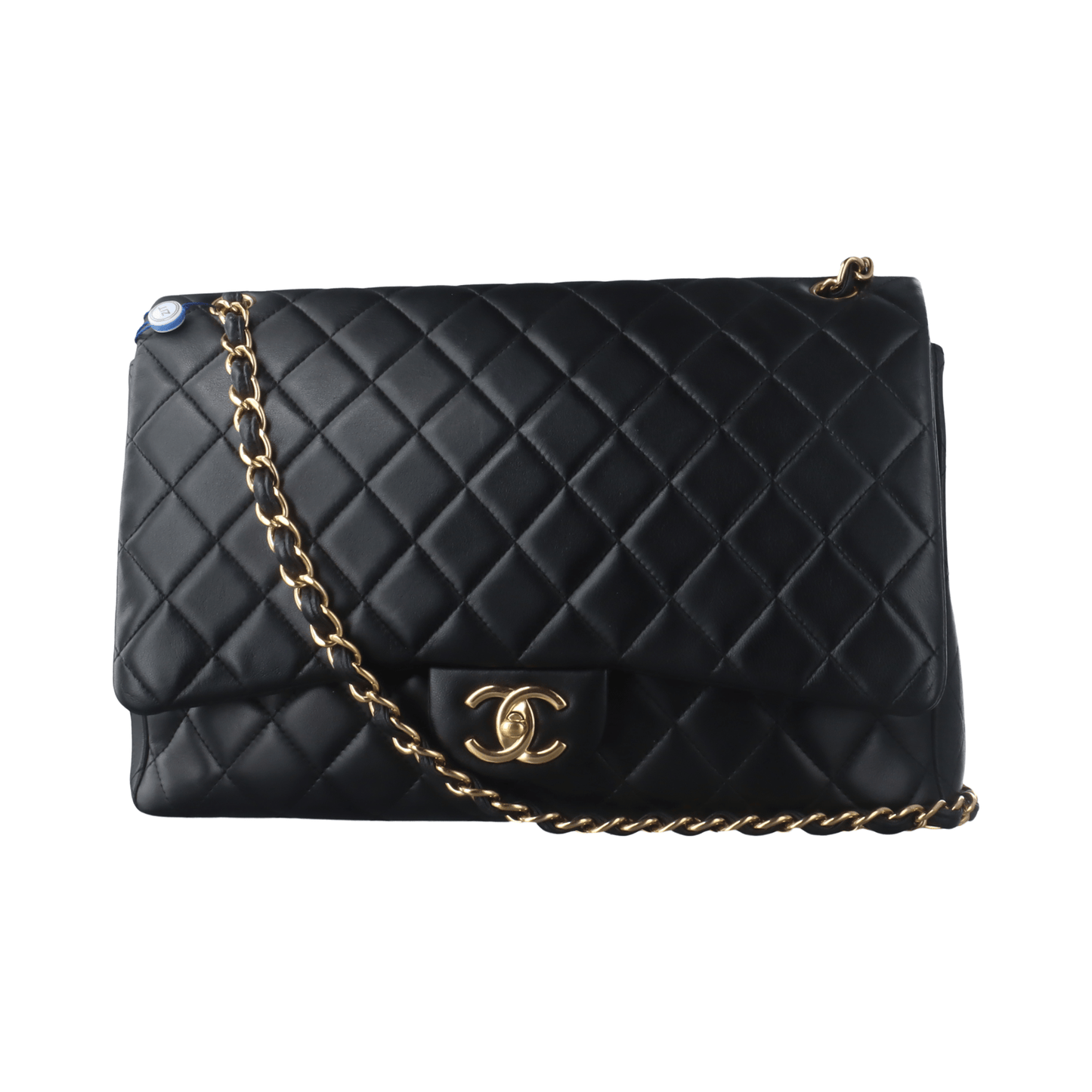 Chanel Classic Flap Maxi Black Lambskin Leather Double Flap with Gold Hardware, 2014-2015-Luxbags