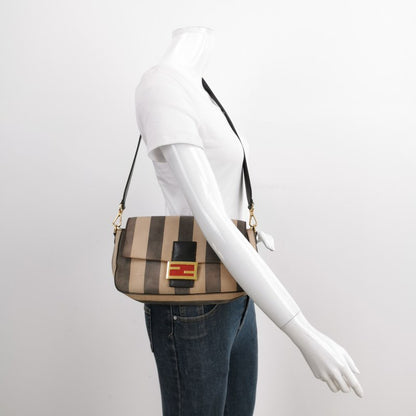 Sold Fendi Baguette Crossbody Bag Leather Beige and Black Stripes