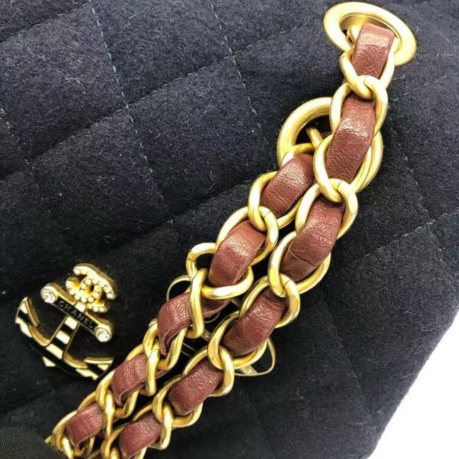 Chanel Medium Classic Double Flap Bag Métiers d'Art Paris-Hamburg 2018 Wool Nautical Charms