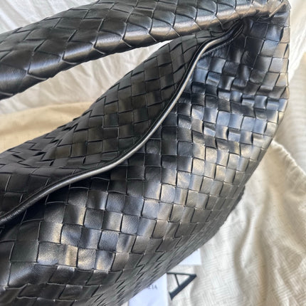 Bottega Veneta Hop Black Intrecciato Leather Maxi Hobo Bag 54cm