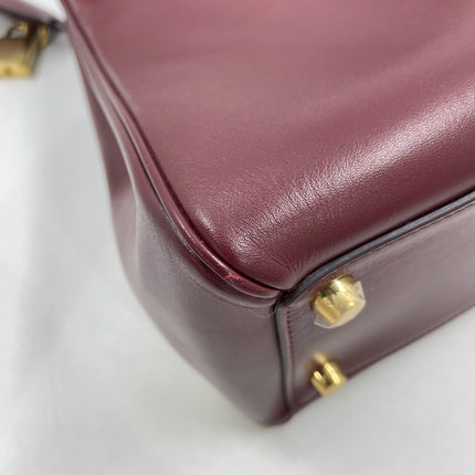 Celine 16 Bag Medium Burgundy Smooth Calfskin Leather With Strap