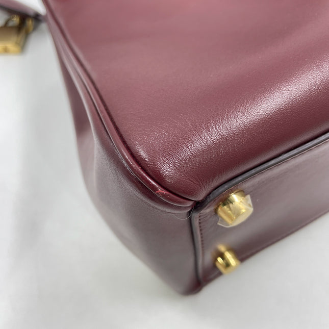 Celine 16 Bag Medium Burgundy Smooth Calfskin Leather With Strap