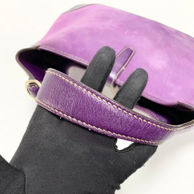Gucci Jackie Vintage Large Purple Suede Leather Ringlets Decoration