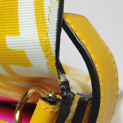 Fendi Baguette 1997 Re-edition Yellow Psychedelic Print Canvas Shoulder Bag