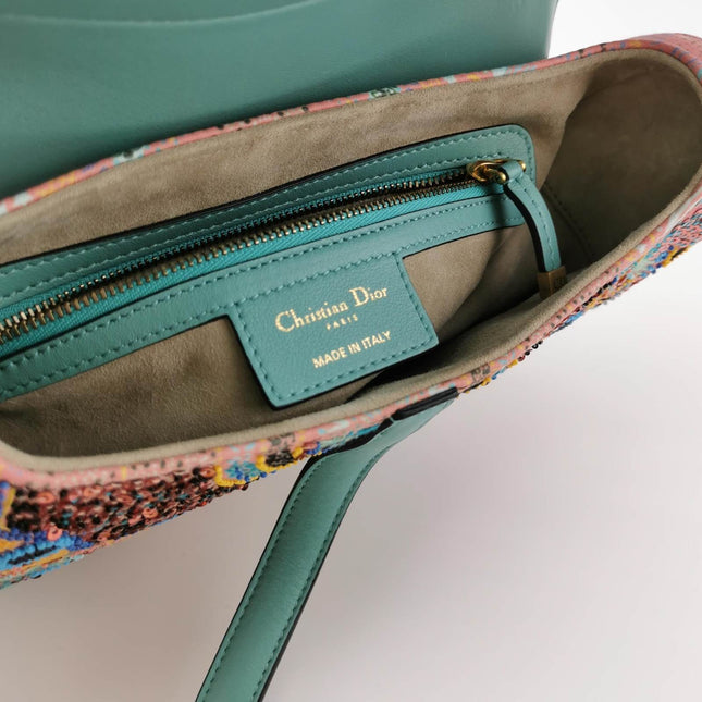 Sold Christian Dior Saddle Medium Multicolor Beads and Calfskin Leather Shoulder Bag