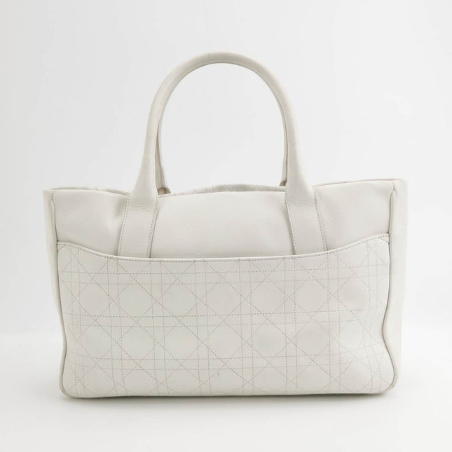 Sold Dior Cannage Leather Tote Bag White 2005 with Silver Hardware