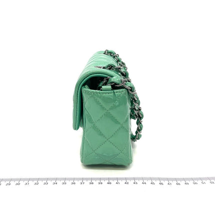 Chanel Classic Flap Rectangular Mini Green Patent Leather Silver HW