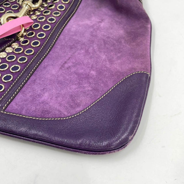 Gucci Jackie Vintage Large Purple Suede Leather Ringlets Decoration