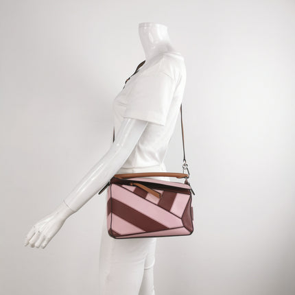 Loewe Puzzle Small Pink Burgundy Stripes Crossbody Bag