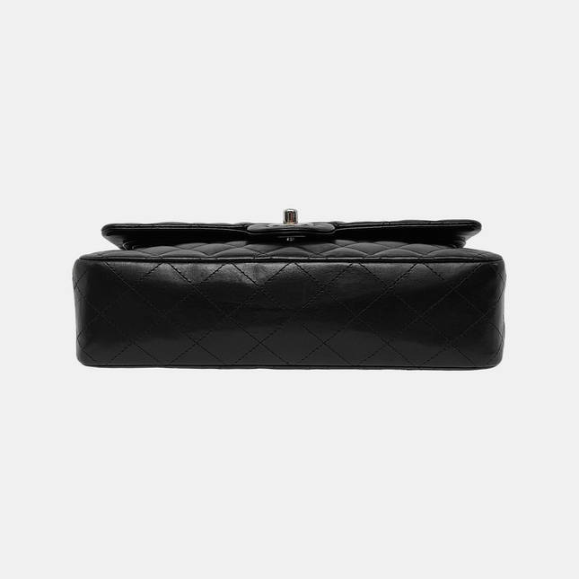 Chanel Timeless Classic Flap Medium Black Lambskin Leather Silver Hardware, 2013-2014