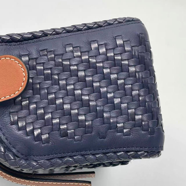 Loewe Braided Puzzle Small Woven Navy Leather Crossbody Bag