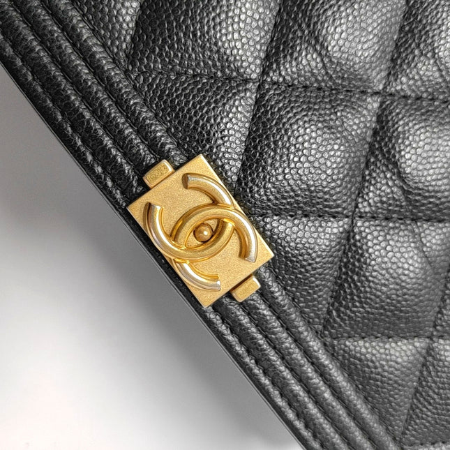 Chanel Wallet on Chain Boy Flap Black Caviar Leather Gold Hardware 2018