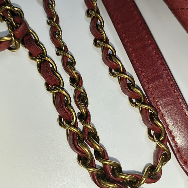 Chanel Classic Flap Medium Happy Stitch Red Aged Calfskin Leather Gold Hardware, 2015-2016