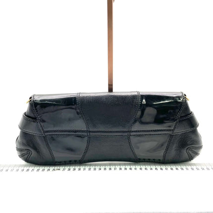 Gucci Horsebit 1955 Chain Large Black Leather and Patent Leather Shoulder Bag