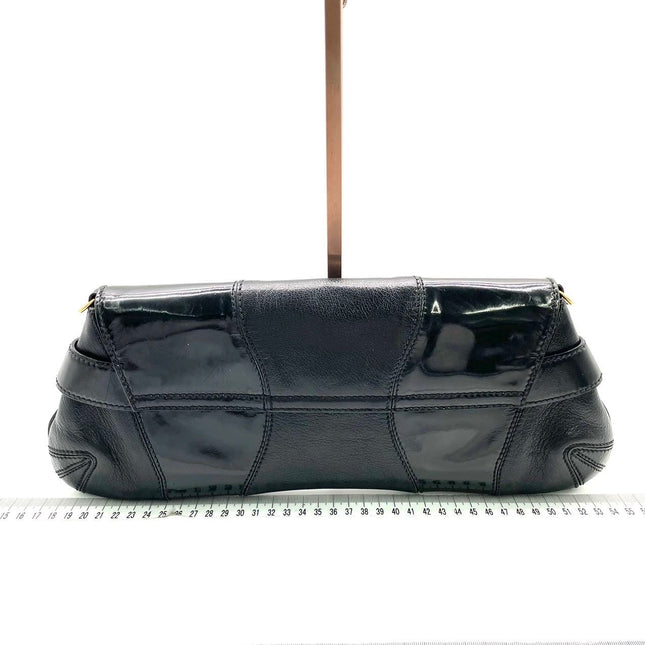 Gucci Horsebit 1955 Chain Large Black Leather and Patent Leather Shoulder Bag