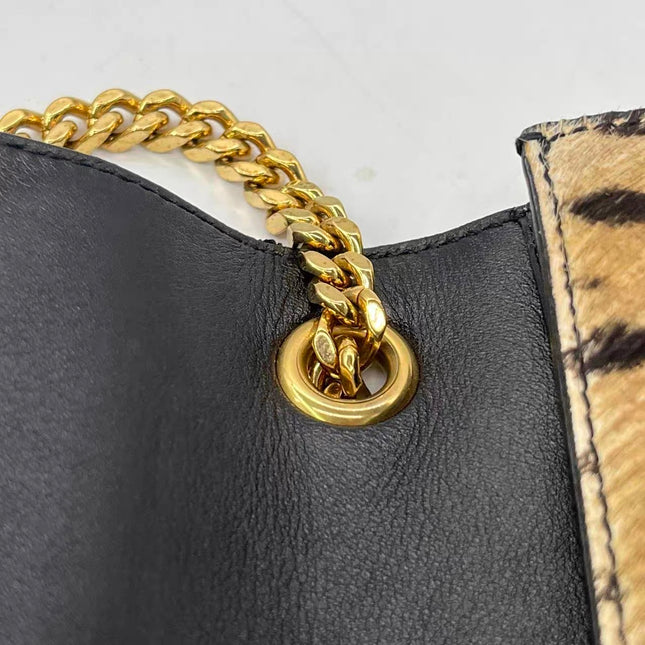 YSL Saint Laurent Kate Small Pony-style Calfskin Leather Leopard Print Tassle Crossbody Bag