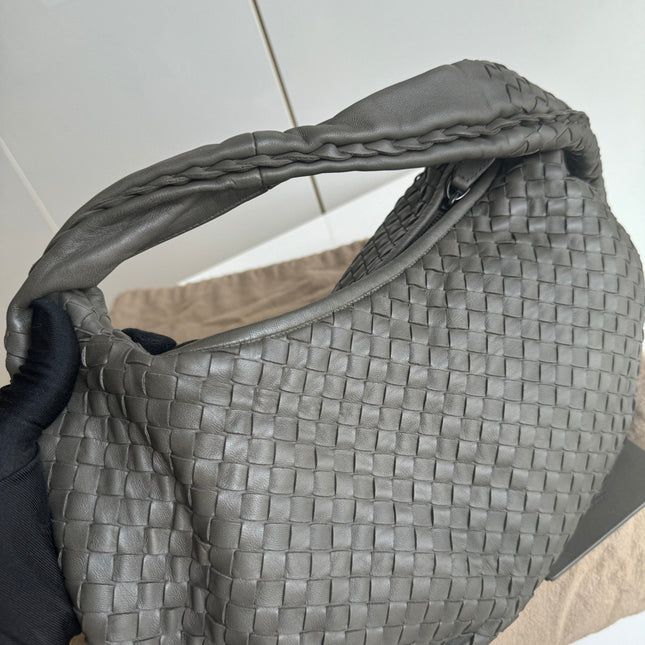 Sold Bottega Veneta Belly Hobo Intrecciato Grey Leather Medium 40cm