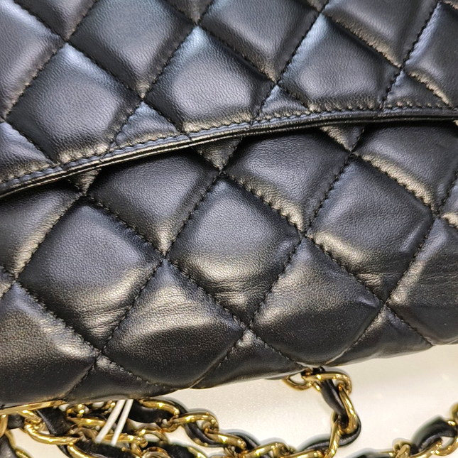 Sold Chanel Classic Flap Jumbo 2009 Black Lambskin Leather Single Flap with Gold Hardware
