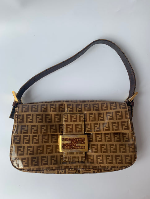 Sold FENDI Baguette Zucchini Print Patent Leather