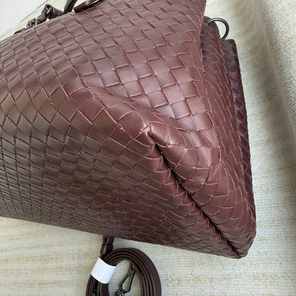 Bottega Veneta Roma Burgundy Intrecciato Nappa Leather Large 35cm
