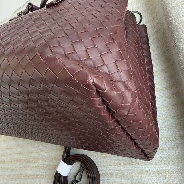 Bottega Veneta Roma Burgundy Intrecciato Nappa Leather Large 35cm