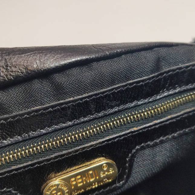 Fendi Mamma Baguette Black Ponyhair Calfskin Leather Shoulder Bag