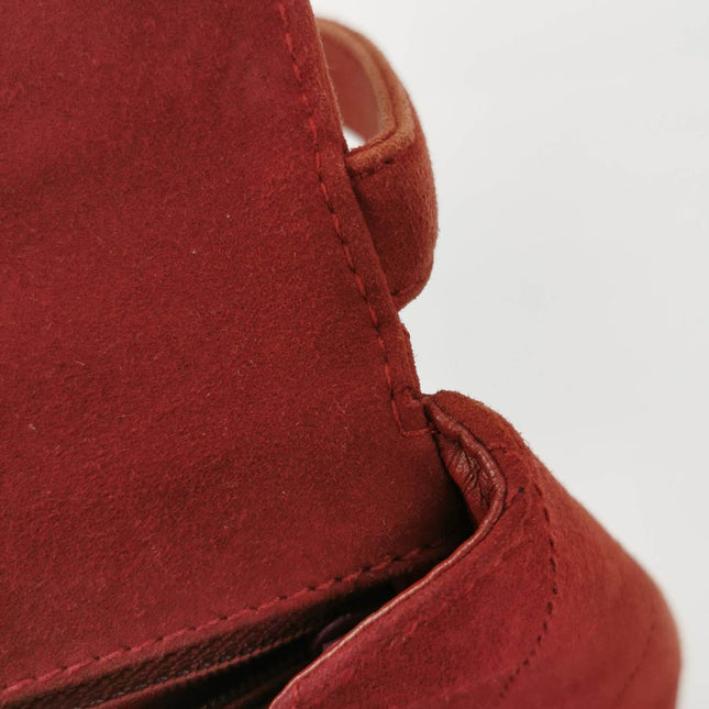 Chanel Kelly Mini 1997 -1999 Red Suede Leather Top Handle Bag
