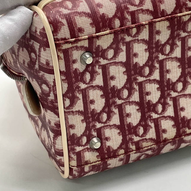 Dior No. 1 Rasta Trotter Bowling Bag Red Oblique Canvas White Patent Leather