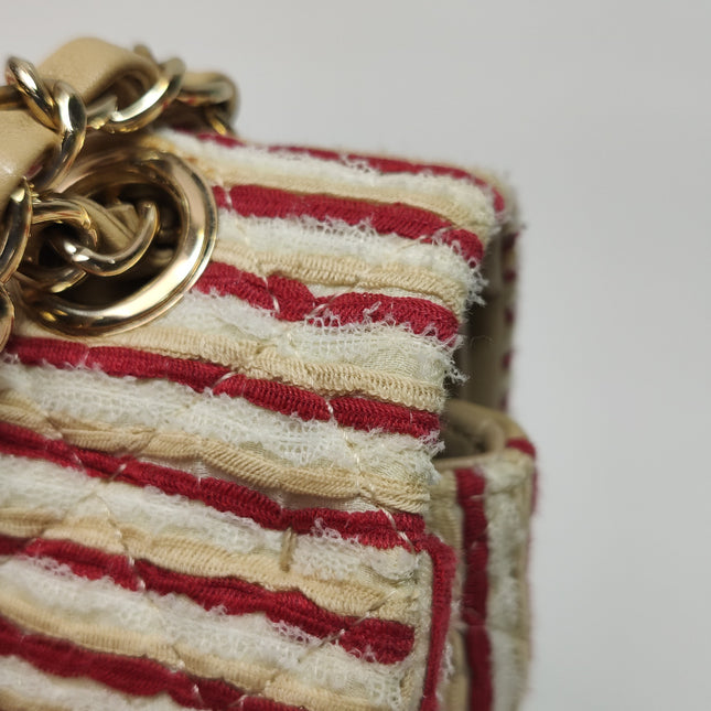 Chanel Classic Flap Red White Striped Medium Jersey Coco Sailor