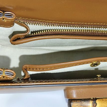 Gucci Bamboo 1947 Small Brown Top Handle Bag Leather with Strap
