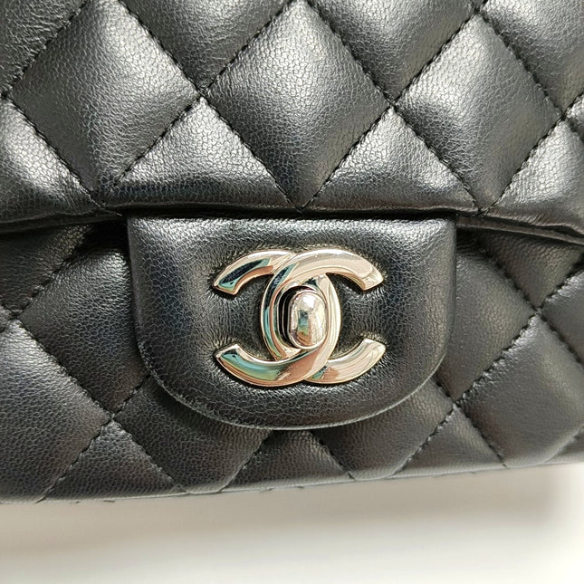 Chanel Classic Flap Mini Black Lambskin Silver Hardware