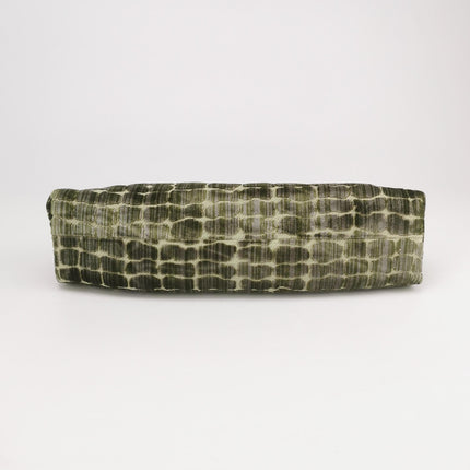 Gucci Crocodile-Pattern Green Velvet Jacquard Handbag Crystal Ribbon Chain Strap