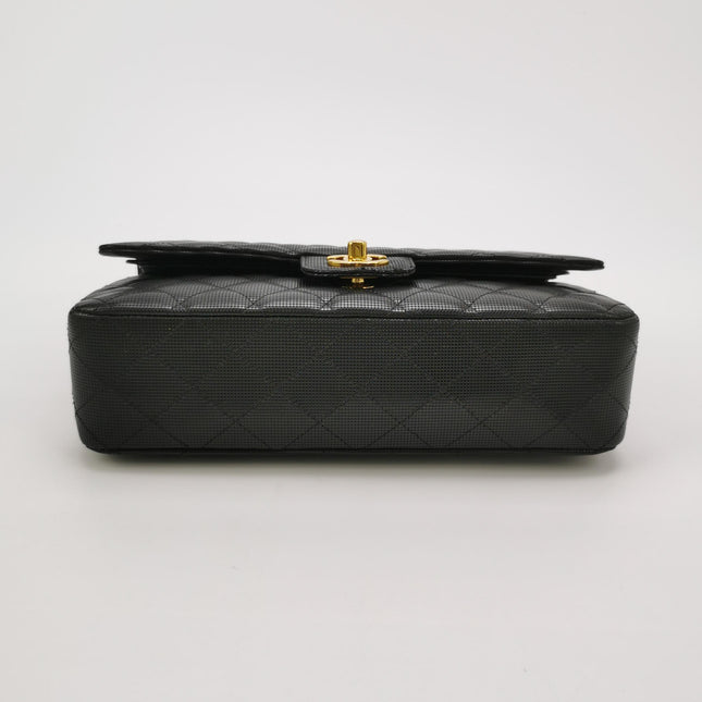 Chanel Classic Flap Medium 2016 Black Pixel Effect Calfskin Leather Gold Hardware