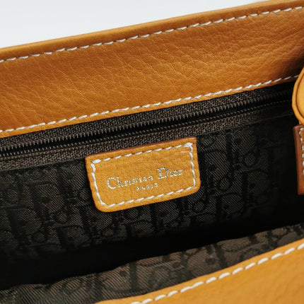 Dior Top Handle Saddle Bag Cognac Tan Brown Calfskin Leather