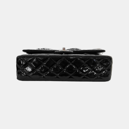 Chanel Classic Flap Medium Black Patent Leather Silver Hardware